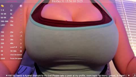 Snapshot of ayanadelatorre chatting on October 31, 2025, 10:55 pm Ayana Delatorre online show from October 31, 2025, 10:55 pm