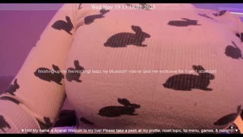 Snapshot of ayanadelatorre chatting on November 19, 2025, 9:15 pm Ayana Delatorre online show from November 19, 2025, 9:15 pm